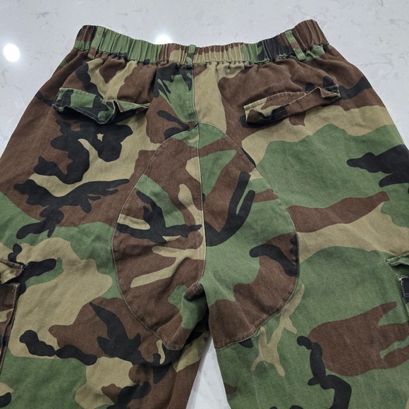 Woodland Camo Cargo Pant XL Viscose Elastic Waist Streetwear Camouflage Trousers - Picture 4 of 5